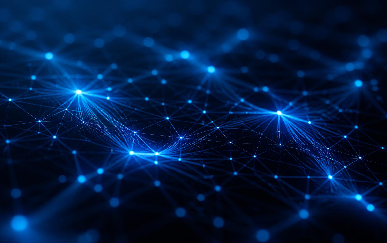 Abstract network of glowing data nodes